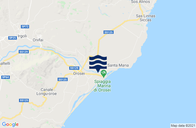 Mapa de mareas Onifai, Italy