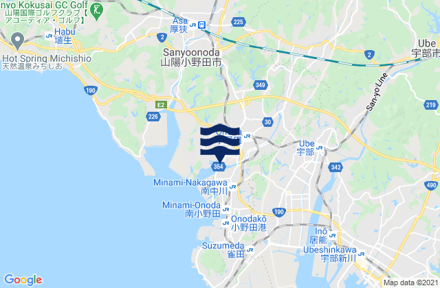 Mapa de mareas Onoda, Japan