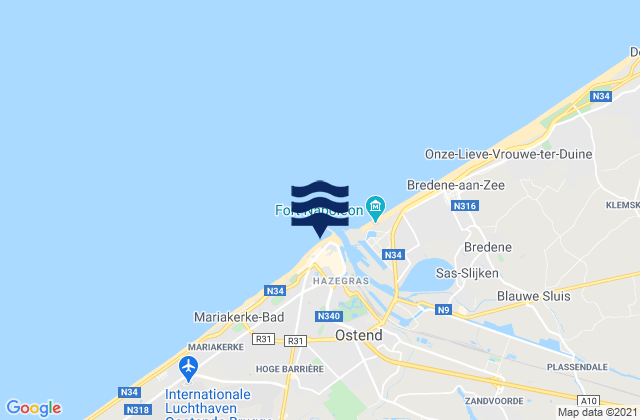 Mapa de mareas Oostende, Belgium
