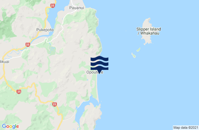Mapa de mareas Opoutere Beach, New Zealand