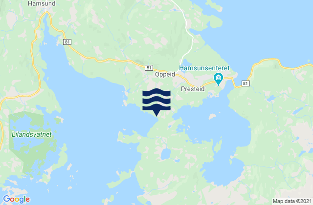 Mapa de mareas Oppeid, Norway