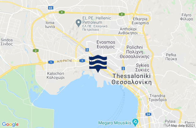 Mapa de mareas Oraiókastro, Greece