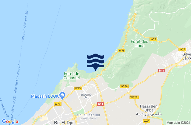 Mapa de mareas Oran, Algeria