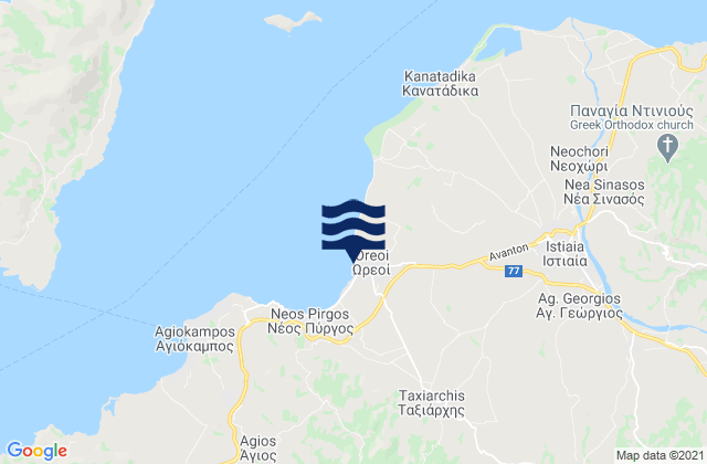 Mapa de mareas Oreoí, Greece