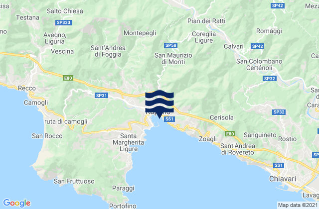 Mapa de mareas Orero, Italy