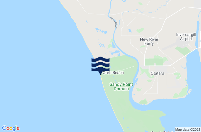 Mapa de mareas Oreti Beach, New Zealand