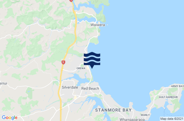 Mapa de mareas Orewa Beach, New Zealand