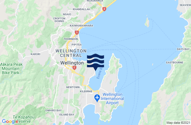 Mapa de mareas Oriental Bay, New Zealand