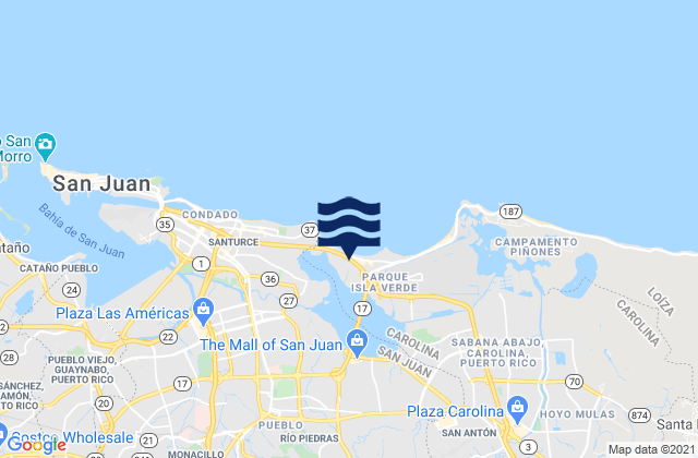 Mapa de mareas Oriente Barrio, Puerto Rico