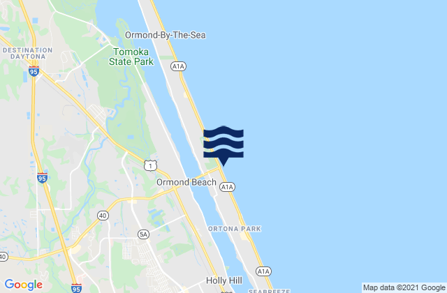 Mapa de mareas Ormond Beach Halifax River, United States