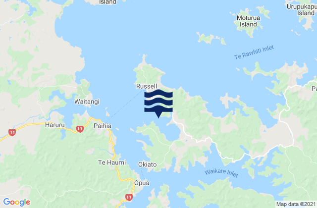 Mapa de mareas Orongo Bay, New Zealand