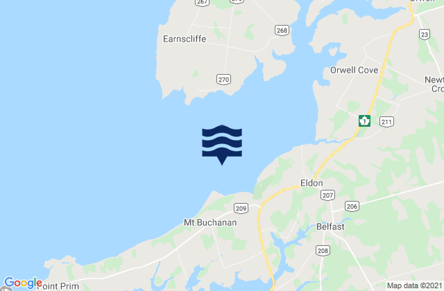 Mapa de mareas Orwell Bay, Canada