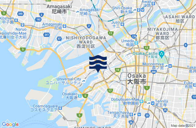 Mapa de mareas Osaka, Japan