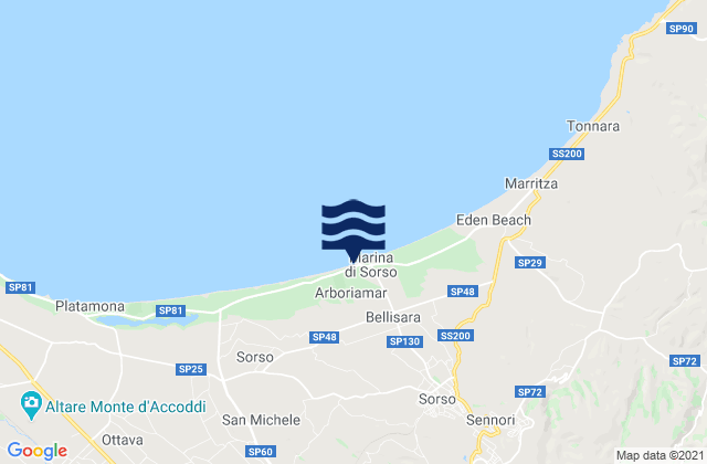 Mapa de mareas Ossi, Italy