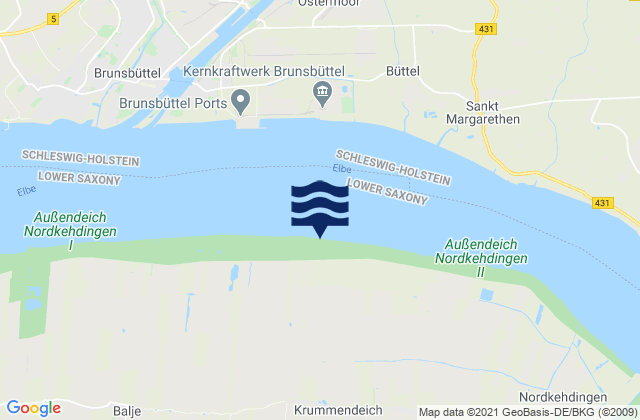 Mapa de mareas Osten, Germany