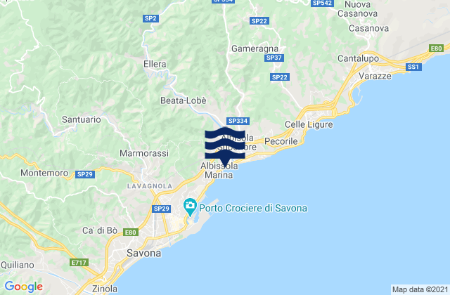 Mapa de mareas Osteria dei Cacciatori-Stella, Italy