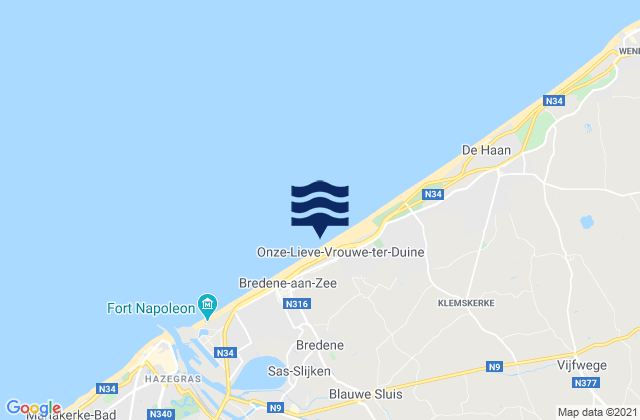 Mapa de mareas Oudenburg, Belgium