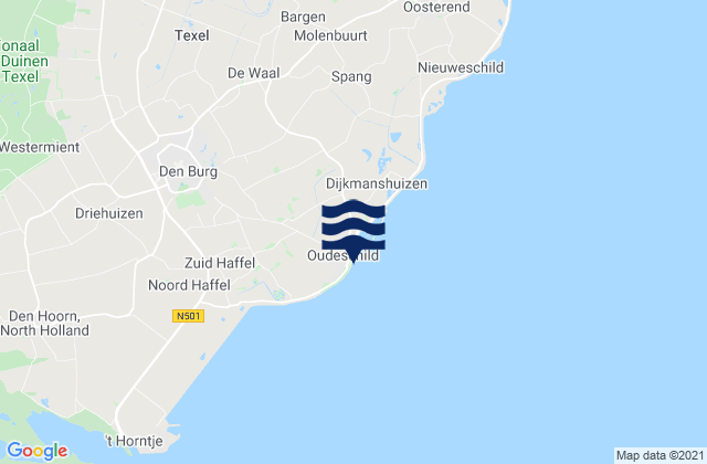 Mapa de mareas Oudeschild, Netherlands