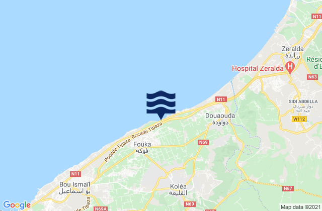 Mapa de mareas Oued el Alleug, Algeria