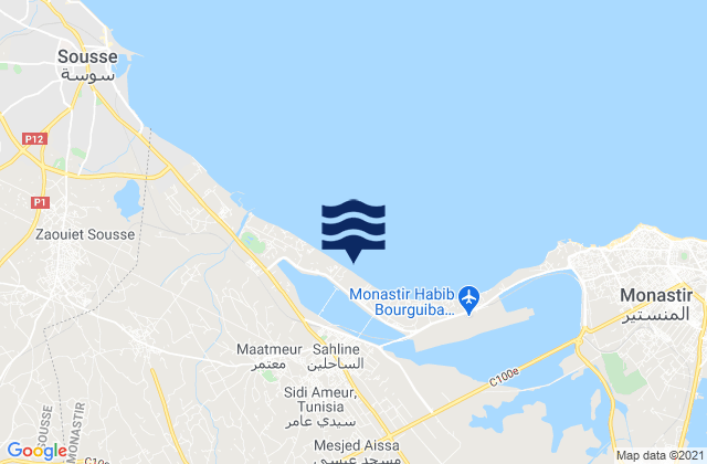 Mapa de mareas Ouerdanine, Tunisia