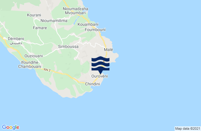 Mapa de mareas Ourovéni, Comoros
