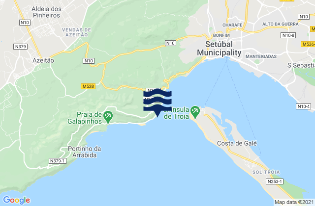 Mapa de mareas Outão Beach, Portugal