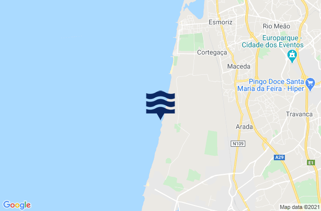 Mapa de mareas Ovar, Portugal