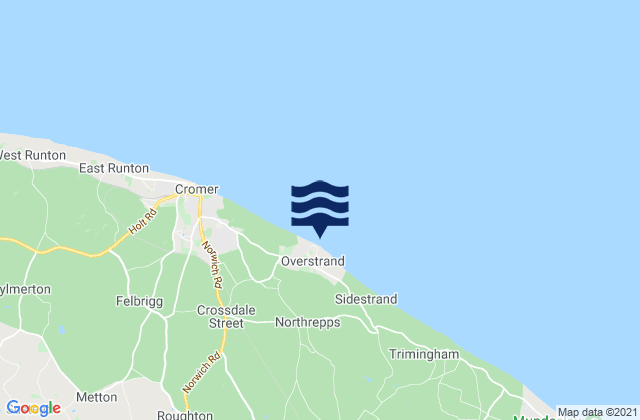 Mapa de mareas Overstrand Beach, United Kingdom