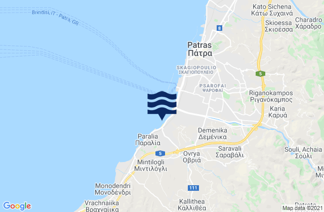 Mapa de mareas Ovriá, Greece