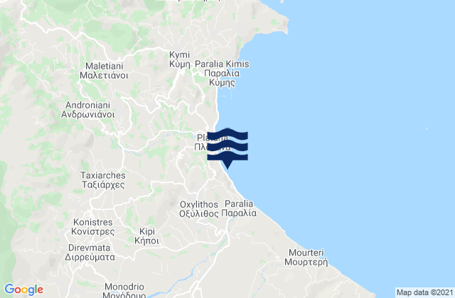 Mapa de mareas Oxílithos, Greece