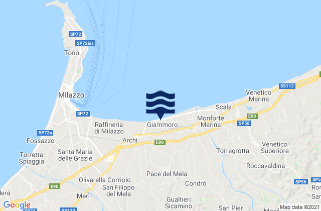 Mapa de mareas Pace del Mela, Italy