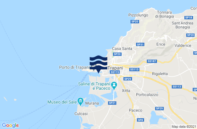 Mapa de mareas Paceco, Italy