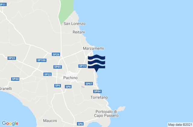 Mapa de mareas Pachino, Italy
