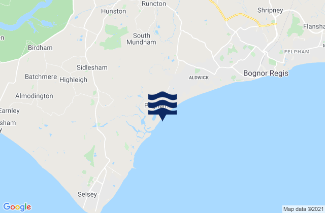 Mapa de mareas Pagham Beach, United Kingdom