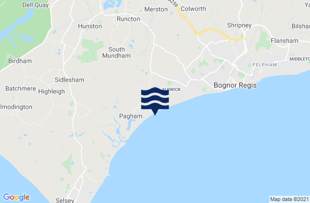 Mapa de mareas Pagham, United Kingdom