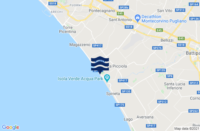 Mapa de mareas Pagliarone, Italy