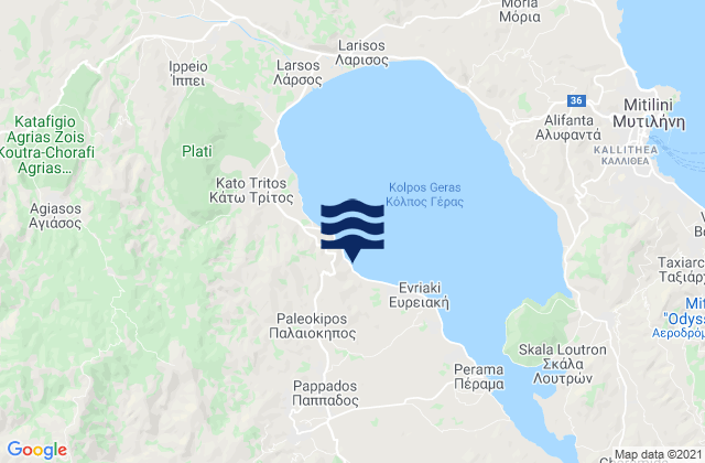 Mapa de mareas Palaiókipos, Greece
