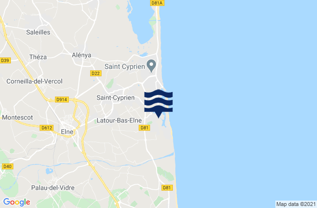 Mapa de mareas Palau-del-Vidre, France