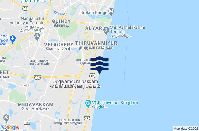Mapa de mareas Palavakkam, India