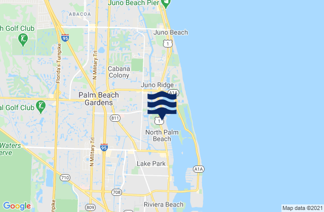 Mapa de mareas Palm Beach Gardens, United States