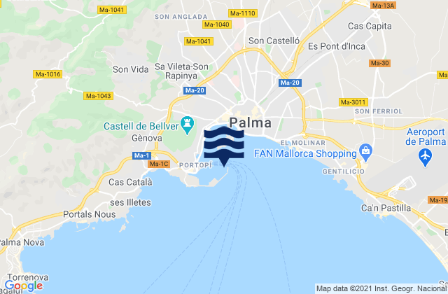 Mapa de mareas Palma de Mallorca, Spain