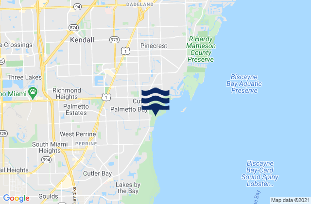 Mapa de mareas Palmetto Bay, United States