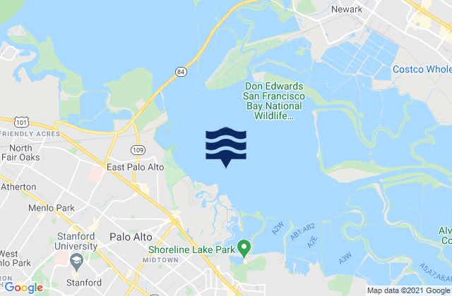 Mapa de mareas Palo Alto Marker 8, United States