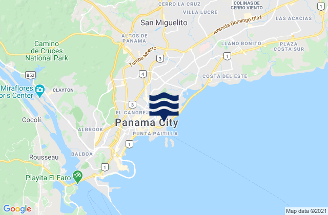 Mapa de mareas Panamá, Panama