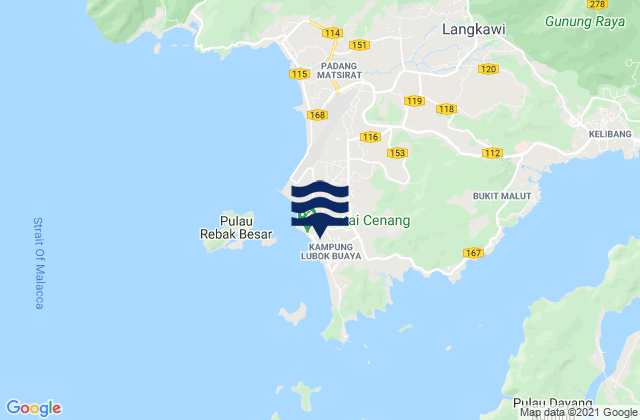 Mapa de mareas Pantai Cenang, Malaysia