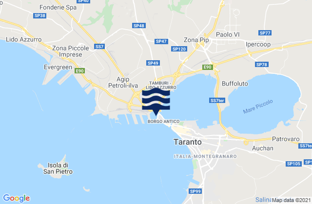 Mapa de mareas Paolo VI, Italy