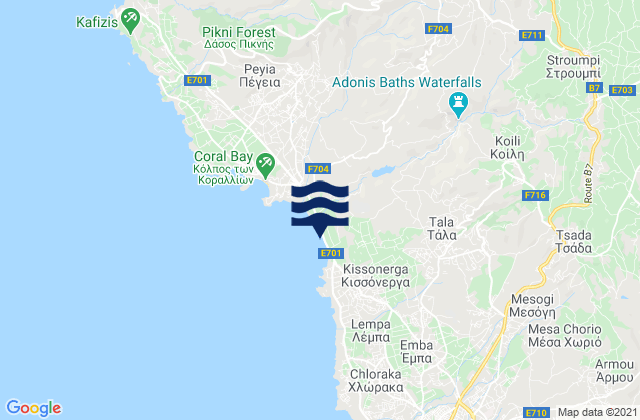 Mapa de mareas Paphos District, Cyprus