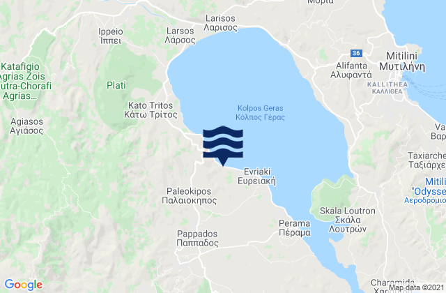 Mapa de mareas Pappádos, Greece