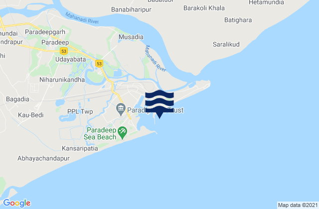 Mapa de mareas Paradwip, India