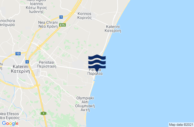 Mapa de mareas Paralía, Greece